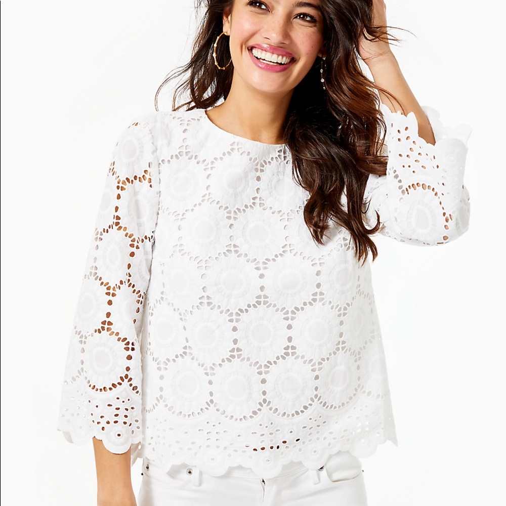 NWT Lilly Pulitzer Mariella White Eyelet Top